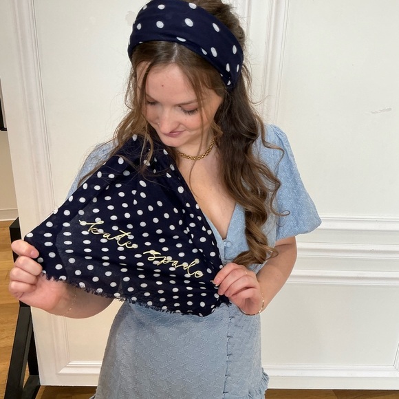 Kate Spade Navy Polka Dot Scarf - Picture 3 of 7